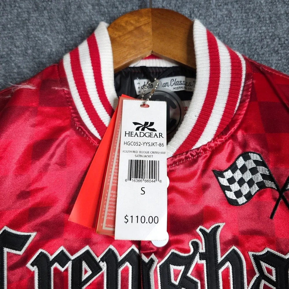 NWT Headgear Classics Satin Jacket Boys Small Red Nipsey Hussle Boogie Crenshaw